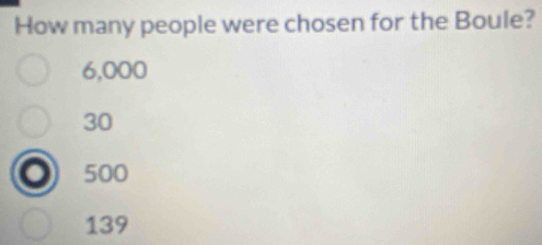 How many people were chosen for the Boule?
6,000
30
。 500
139