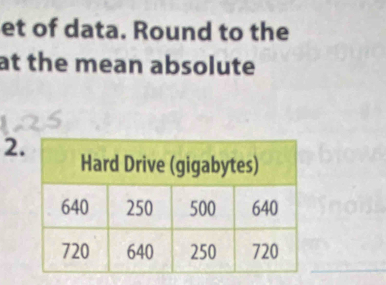 et of data. Round to the 
at the mean absolute 
2