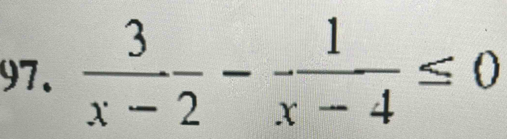  3/x-2 - 1/x-4 ≤ 0