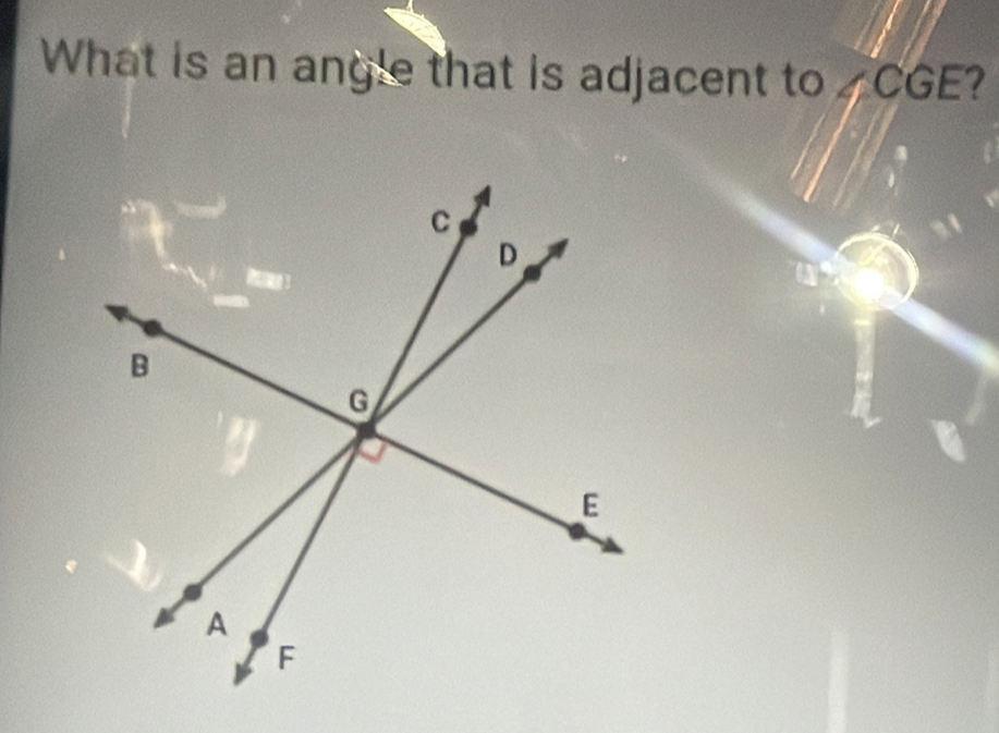 What is an angle that is adjacent to _CGE?