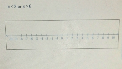 x<3</tex> or x>6