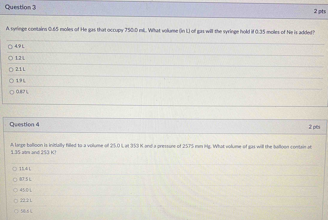 Solved: A syringe contains 0.65 moles of He gas that occupy 750.0 mL ...
