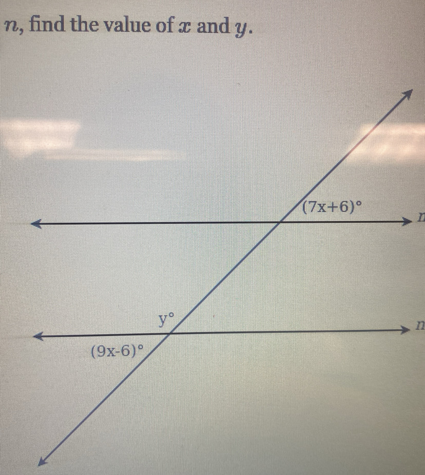 n, find the value of x and y.
n
n