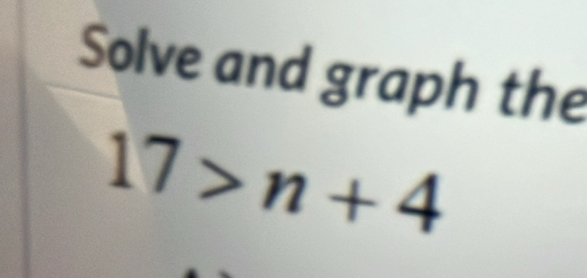 Solve and graph the
17>n+4