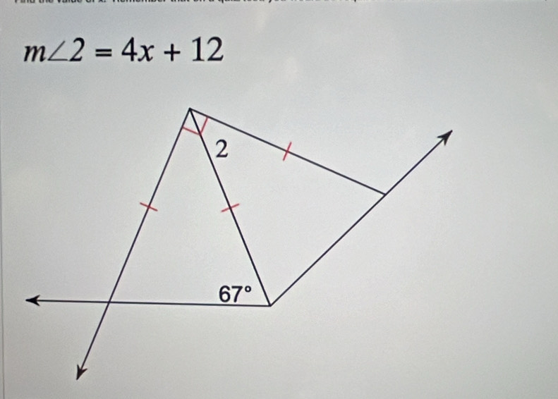 m∠ 2=4x+12