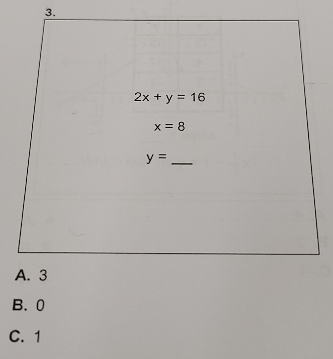 3.
B. 0
C. 1