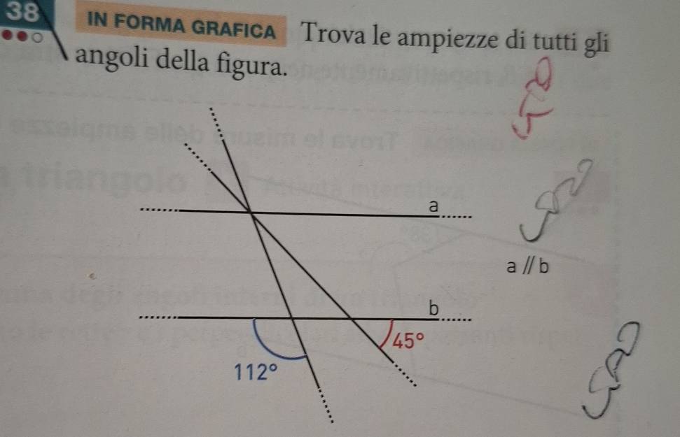 IN FoRMA GRAFICA  Trova le ampiezze di tutti gli
angoli della figura.
a//b