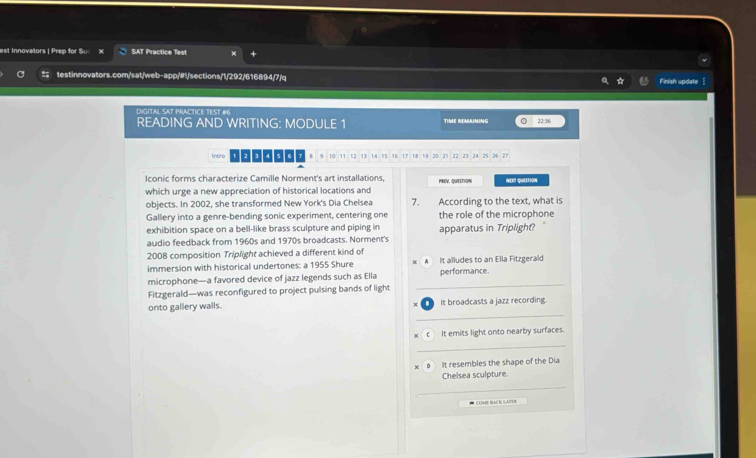 Solved: est Innovators | Prep for Su: x SAT Practice Test ...