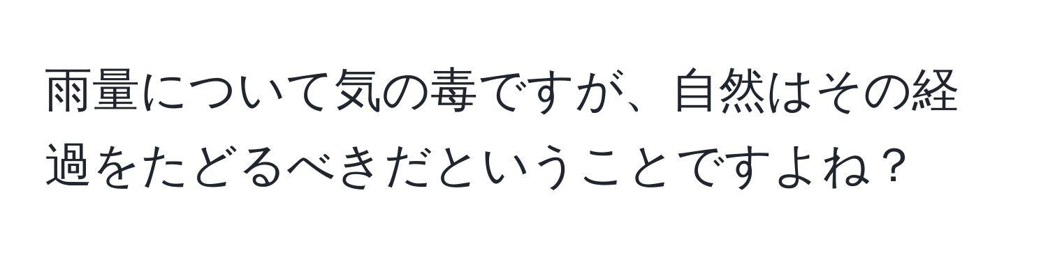 雨量について気の毒ですが、自然はその経過をたどるべきだということですよね？