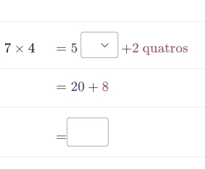 7* 4=5□ +2q u A. tros
-1
=20+8
=□