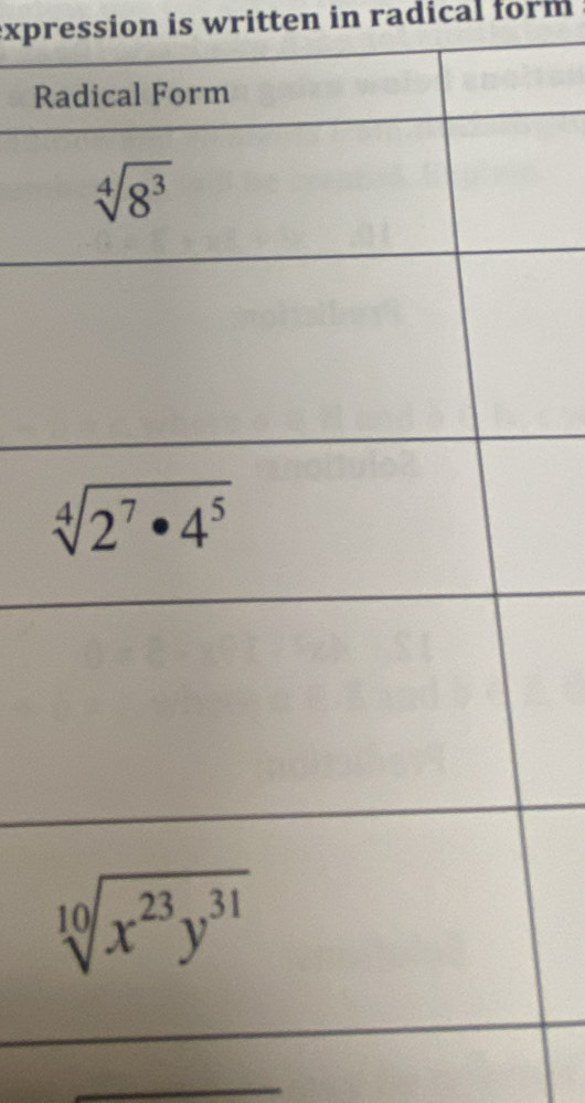 expression is written in radical form .
R
