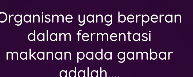 Organisme yang berperan 
dalam fermentasi 
makanan pada gambar 
adalah