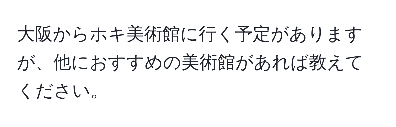 大阪からホキ美術館に行く予定がありますが、他におすすめの美術館があれば教えてください。