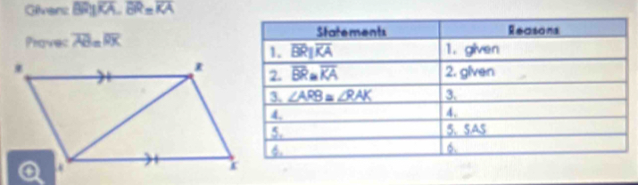 Givens BRJoverline KA.overline BR=overline KA
Provec overline AB=overline PX