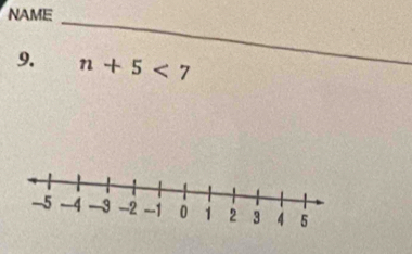 NAME 
_ 
9. n+5<7</tex>