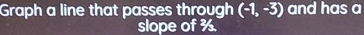 Graph a line that passes through (-1,-3) and has a 
slope of %.
