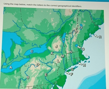 Using the map below, match