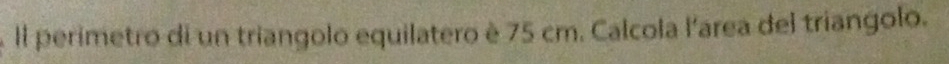 Il perimetro di un triangolo equilatero è 75 cm. Calcola l'area del triangolo.