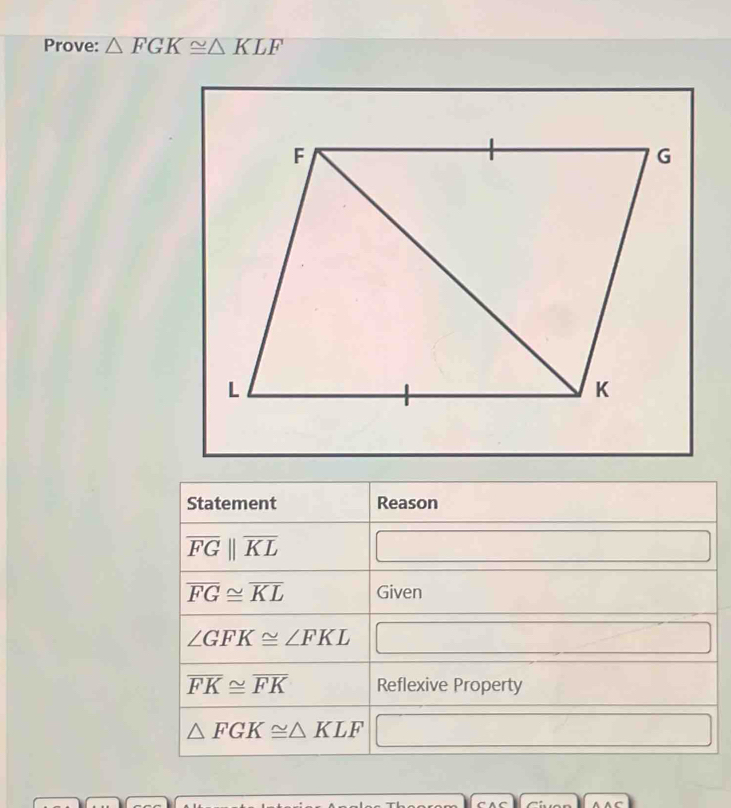 Prove: △ FGK≌ △ KLF