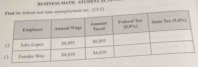 BUSINESS MATH STUDENTA