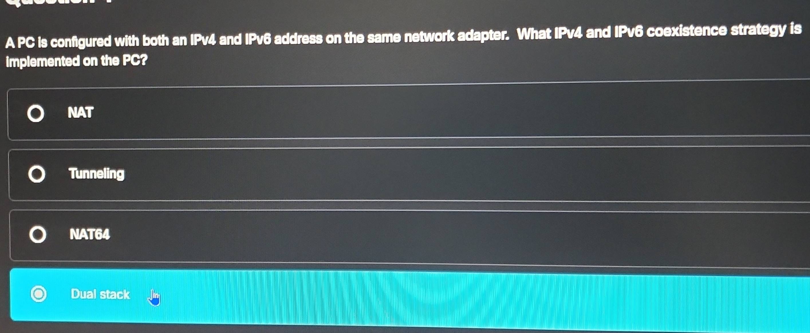Solved: A PC is configured with both an IPv4 and IPv6 address on the ...