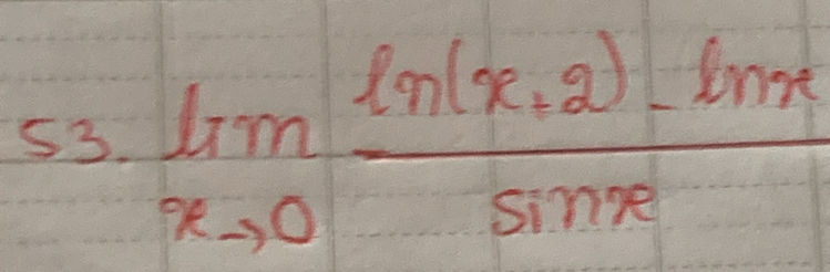 limlimits _xto 0 (ln (x+2)-ln x)/sin x 