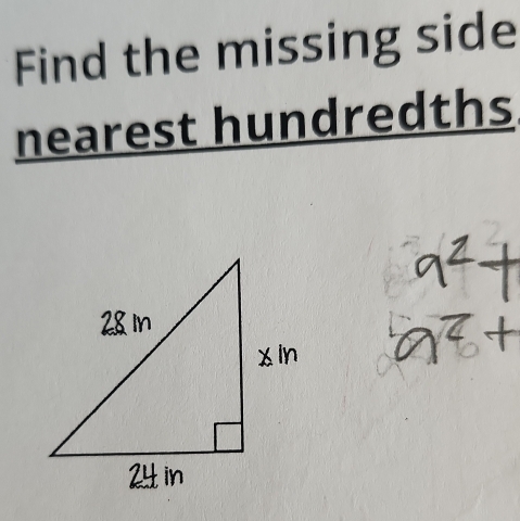 Find the missing side 
nearest hundredths