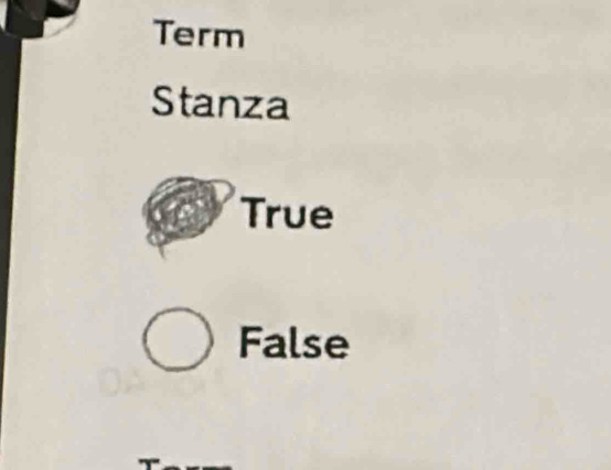 Term
Stanza
True
False