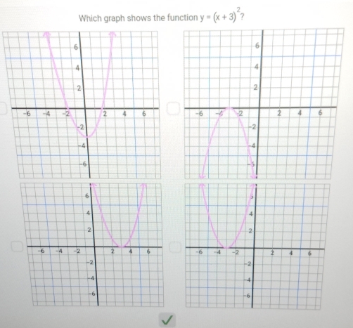 Which graph shows the function y=(x+3)^2 7