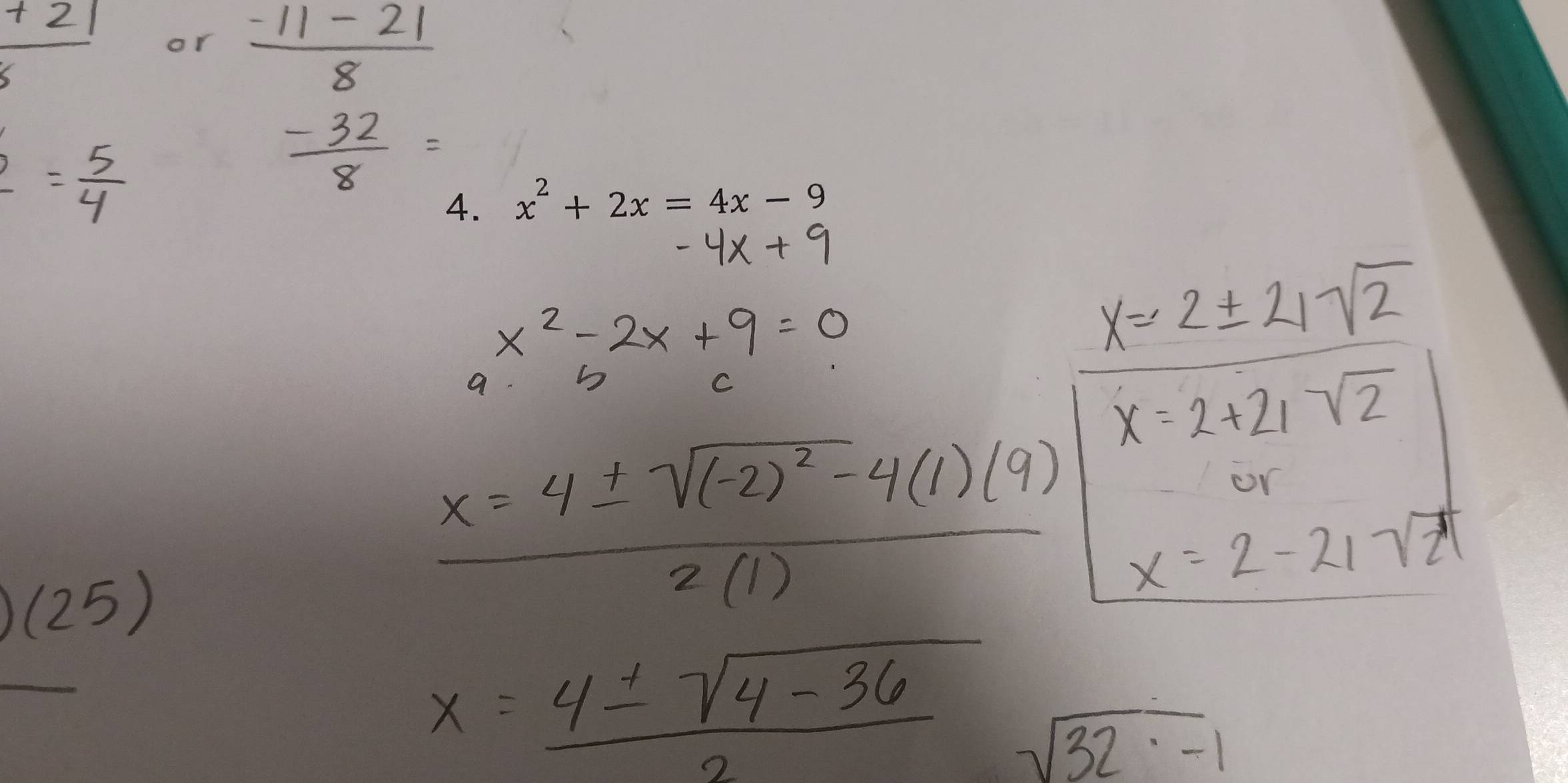 x^2+2x=4x-9