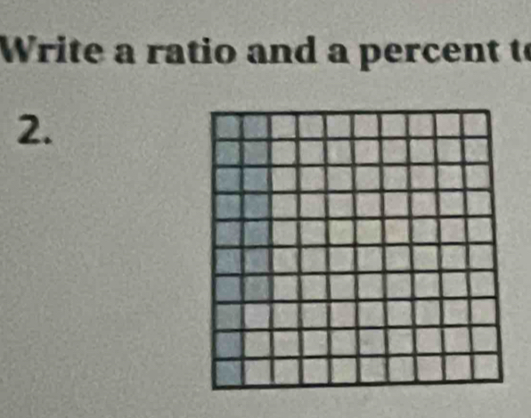 Write a ratio and a percent to
2.