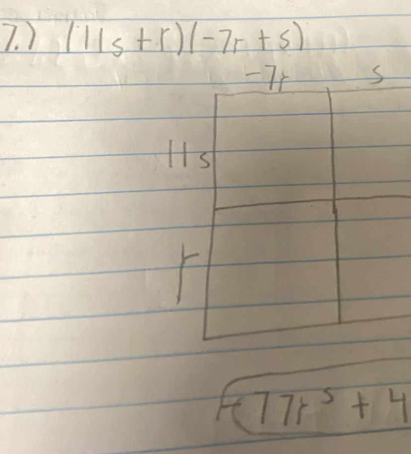 ) (11s+r)(-7r+s)
77r^5+4