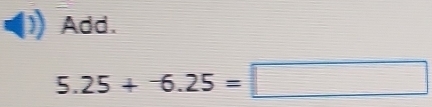 Add.
5.25+-6.25=□