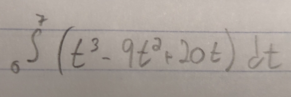 ∈t _0^(7(t^3)-9t^2+20t)dt