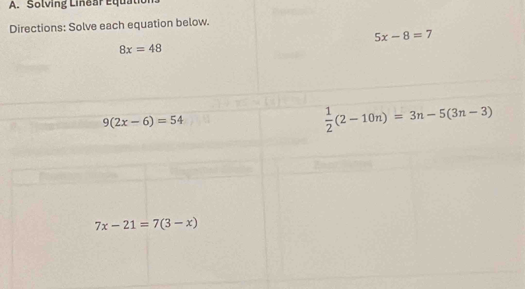 Solving Linear Equatior
D