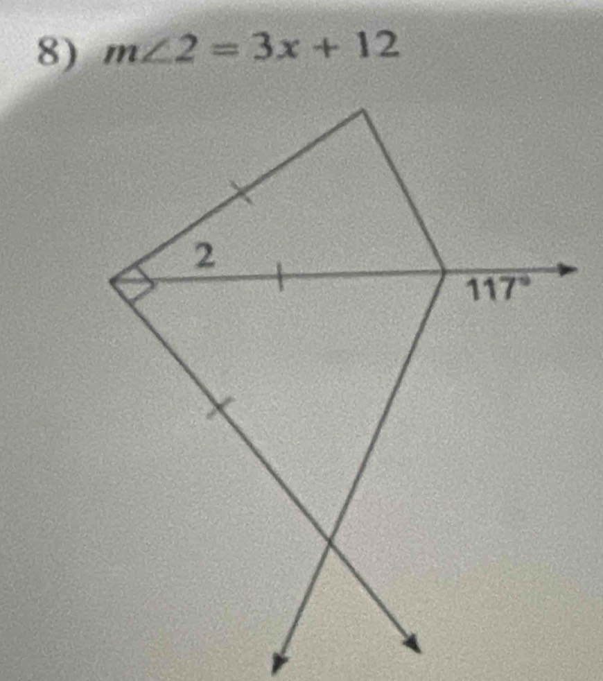 m∠ 2=3x+12