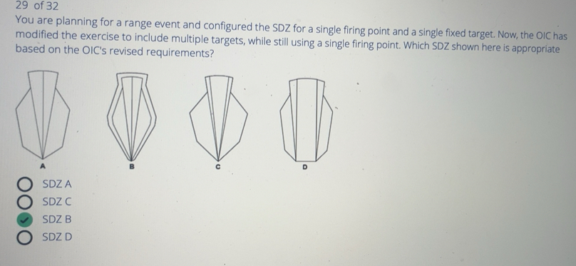 Solved: of 32 You are planning for a range event and configured the SDZ ...