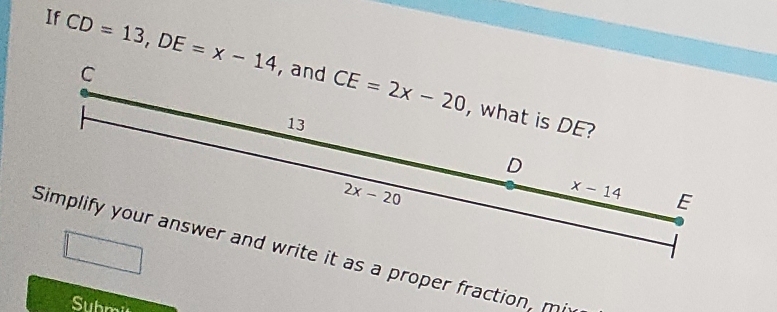 If CD=13,DE=x-14