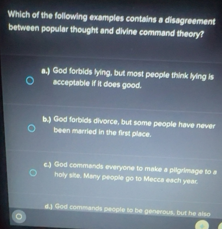 Solved: Which of the following examples contains a disagreement between ...