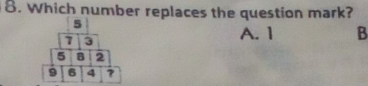 Which number replaces the question mark?
A. 1 B