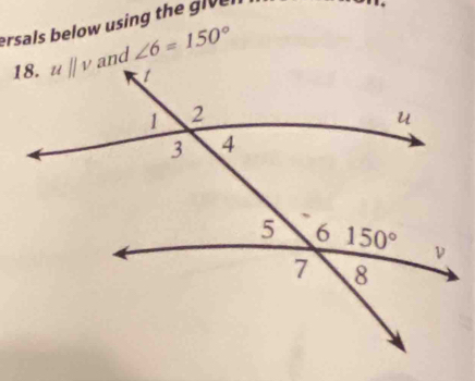 ersals below using the give
∠ 6=150°