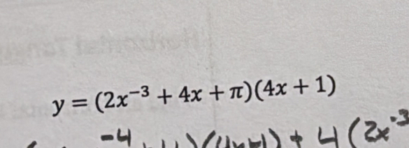 y=(2x^(-3)+4x+π )(4x+1)