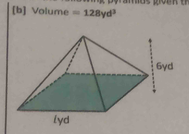 [b] Volume =128yd^3