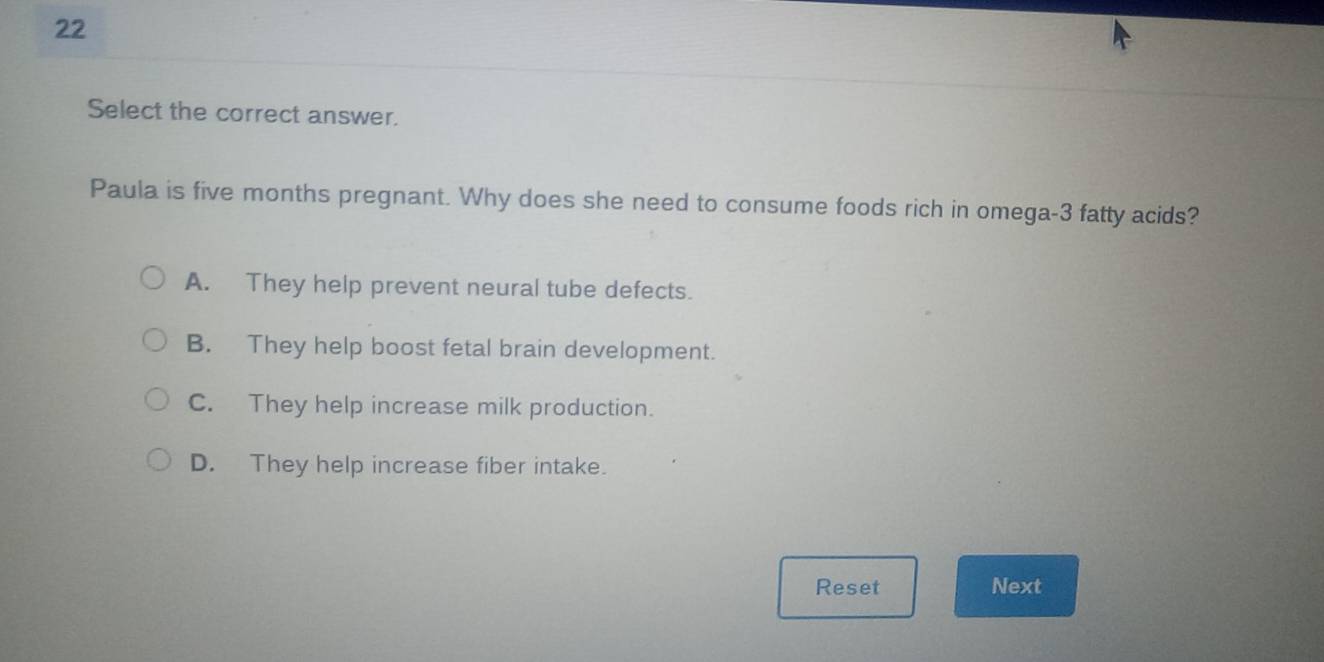 Solved: Select the correct answer. Paula is five months pregnant. Why ...