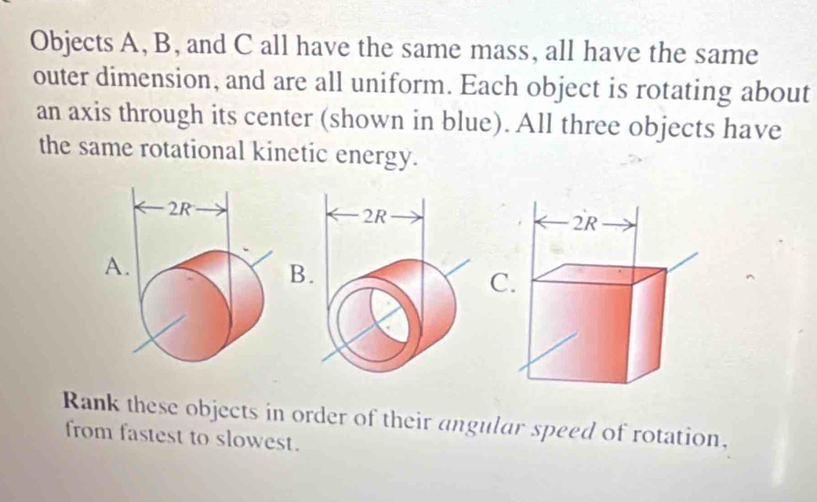 Solved: Objects A, B, and C all have the same mass, all have the same ...