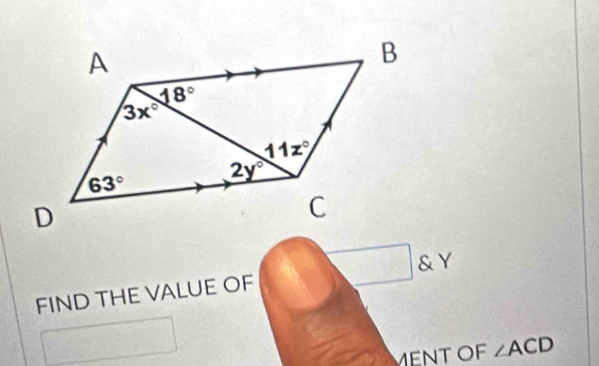 FIND THE VALUE OF
ENT OF ∠ ACD