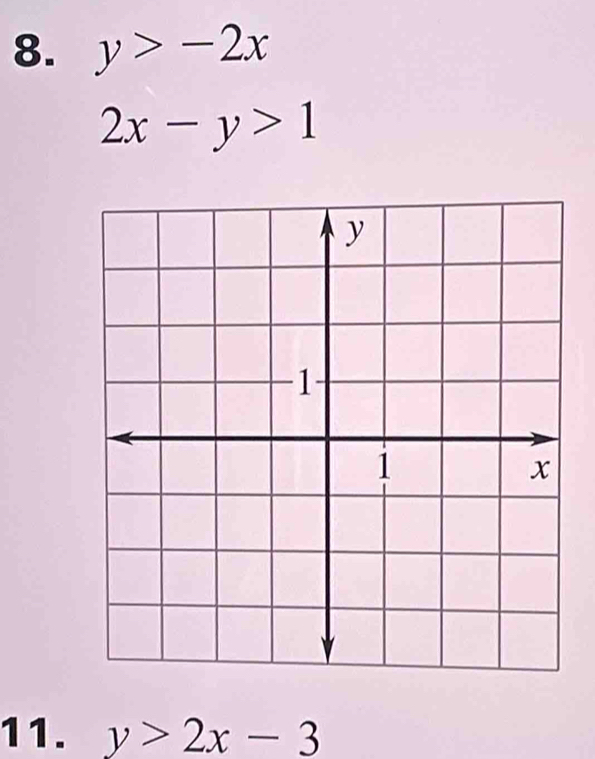 y>-2x
2x-y>1
11. y>2x-3