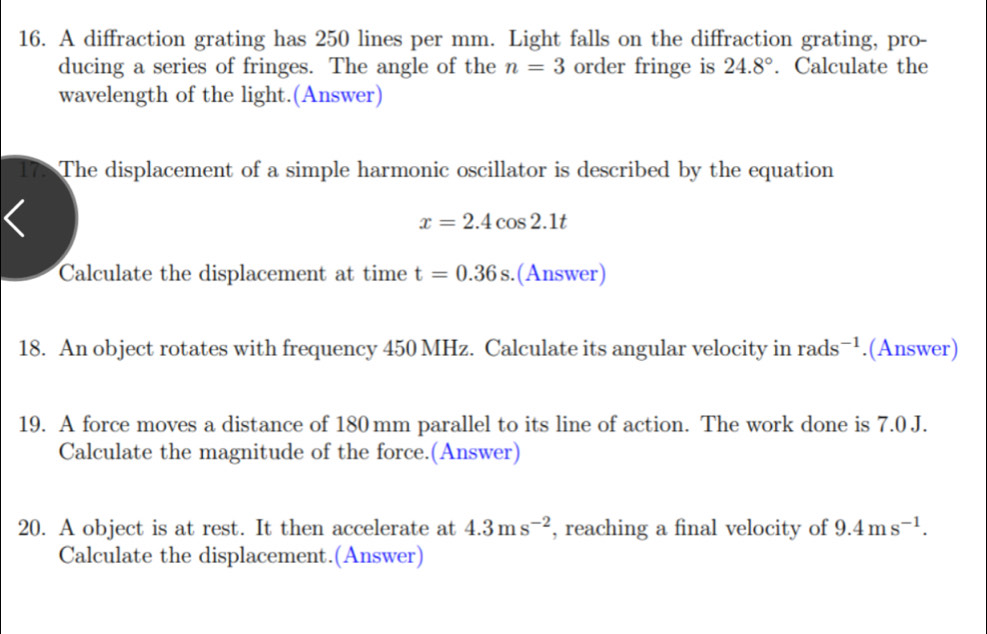 Solved: A diffraction grating has 250 lines per mm. Light falls on the ...