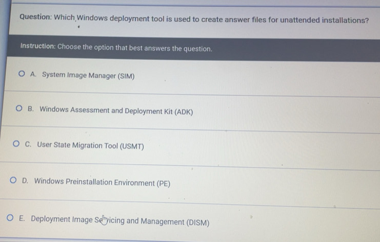 Solved: Which Windows deployment tool is used to create answer files ...
