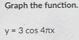 Graph the function.
y=3cos 4π x